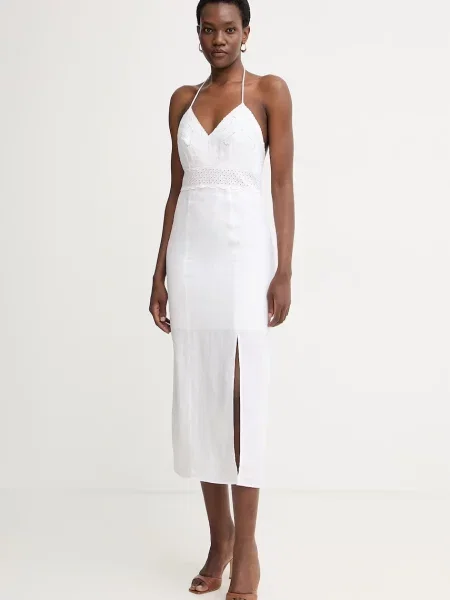 Twinset rochie de vară din in alb