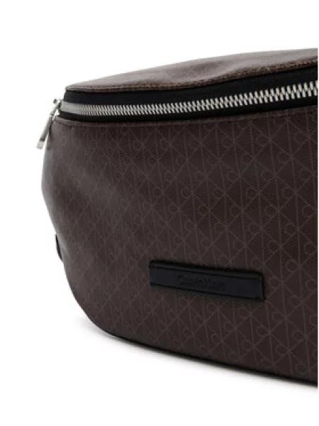 Torbica oko struka﻿ Calvin Klein Emblem Aop Coated Waistbag smeđa