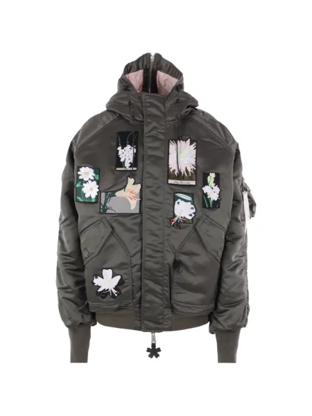 Geacă bomber Alpha Industries cu model floral cu glugă verde