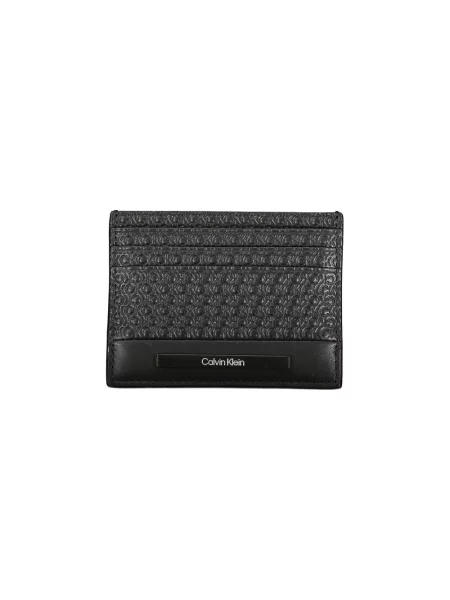 Lniany portfel Calvin Klein czarny