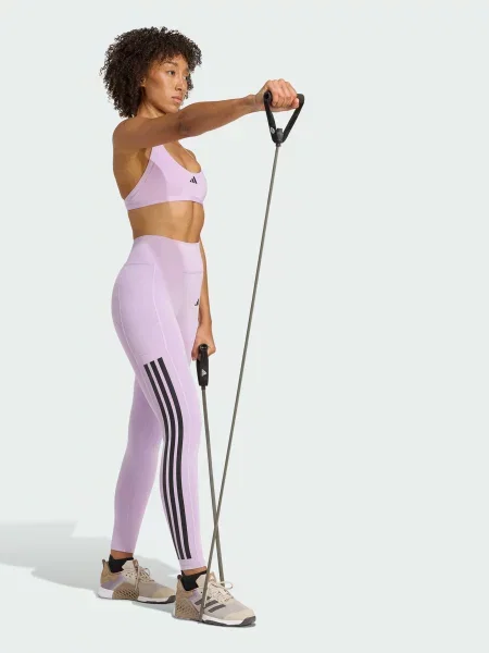Леггинсы Adidas в полоску фиолетовые