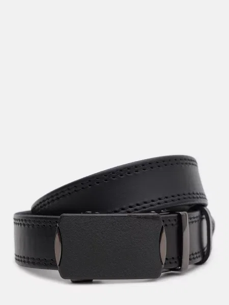 Шкіряний ремінь Borsa Leather з ремінцями чорний