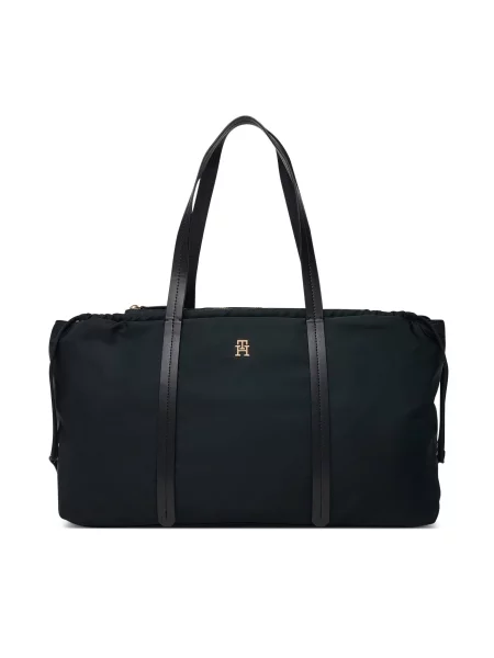 Τσάντα Tommy Hilfiger Th Soft Nylon Hobo μαύρο