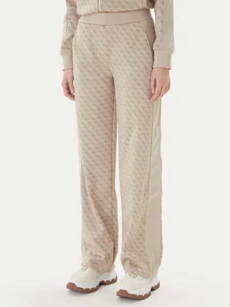 Guess Долнище анцуг Wide Leg бежов