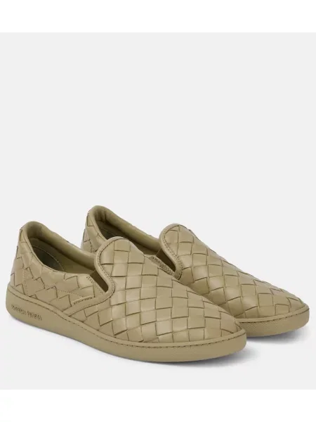 Sneakerși Bottega Veneta din piele bej