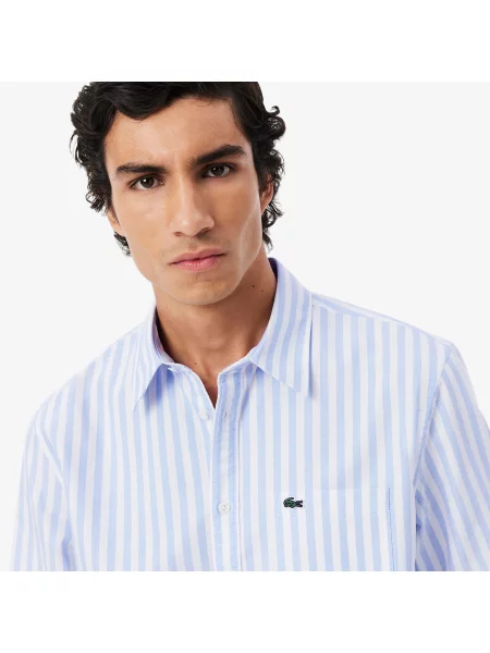 Lacoste Koszula Oxford W Paski O Kroju Regular Fit niebieski