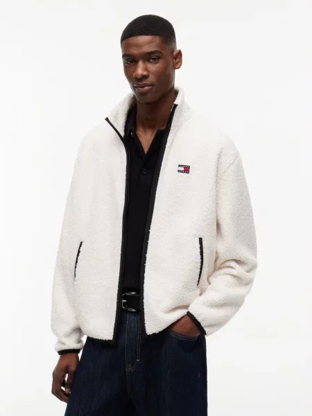 Tommy Jeans bluza rozpinana polarowa beżowa