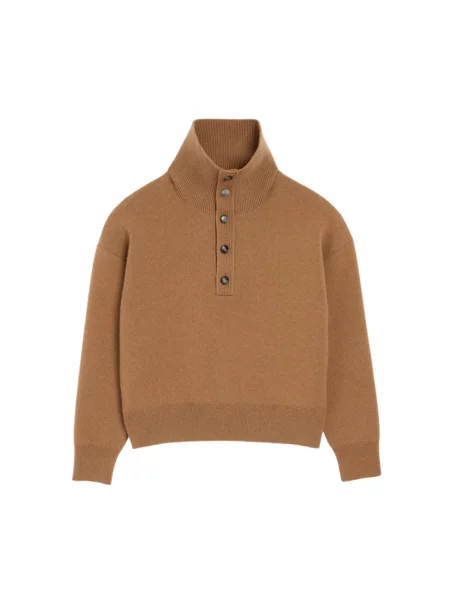 Sweter Ami Paris wełniany brązowy