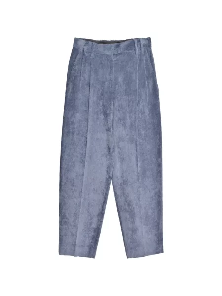 Decupat pantaloni Brunello Cucinelli de catifea cord albastru