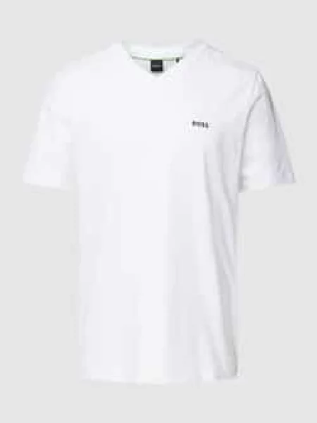 T-shirt z dekoltem w serek Boss Green biała