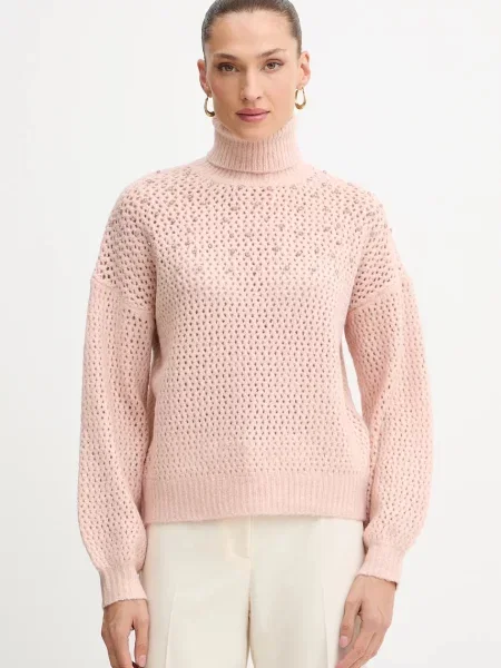 Fracomina sweter z golfem różowy