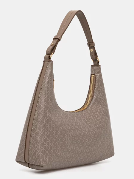 Geantă Calvin Klein Emblem Aop Conv Shoulder Bag bej