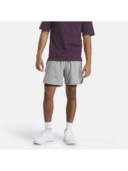 Reebok Szorty Running Two-in-One 13 cm male Grey Size: S szare