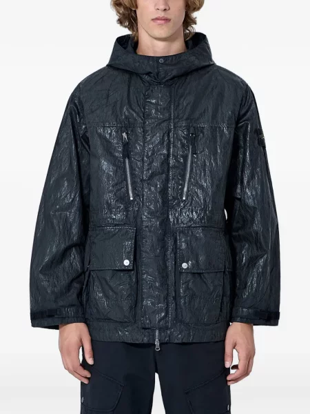 Geacă Stone Island cu glugă cu strasuri negru