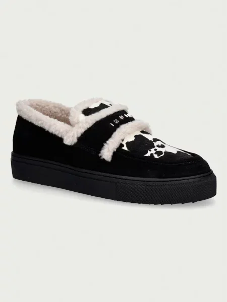 Inuikii mocasini pentru femei din piele Shearling Print negru