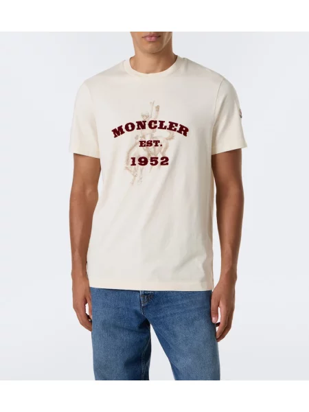 Tricou Moncler cu imagine din jerseu alb