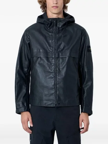 Geanta de piele Stone Island cu glugă cu strasuri negru