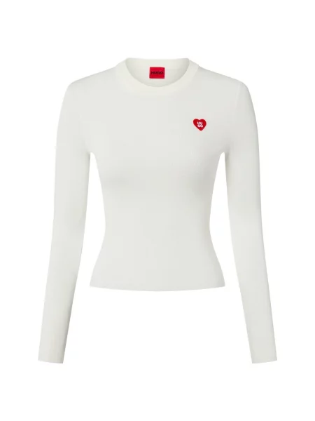 Bluzka o kroju slim fit z dzianiny z mieszanki model ‘SHARPA’ Hugo beżowa