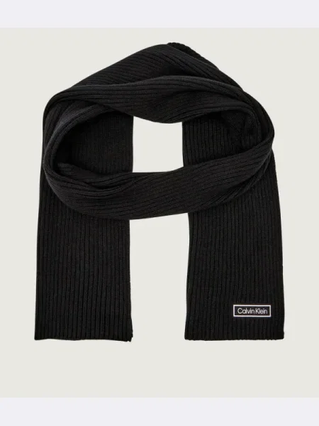 Calvin Klein Sál Patch Chunky Rib Cotton Scarf sötétkék