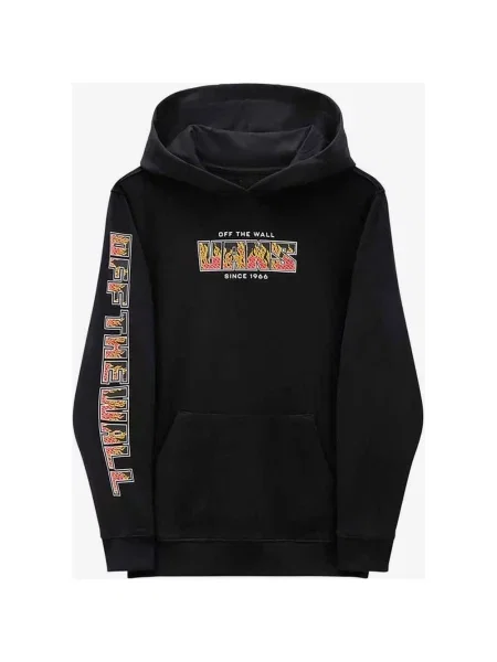 Bluza z kapturem Vans Digi Flames czerwona dziecięca S czarna