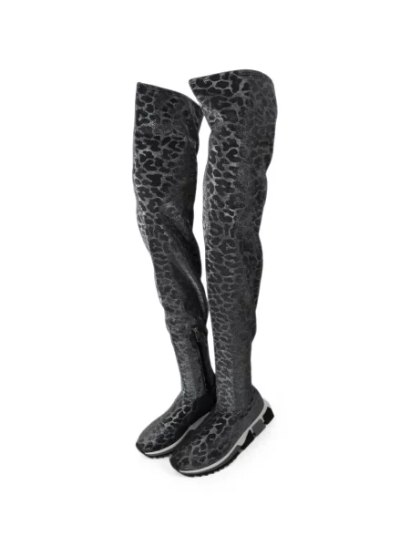 Cizme Dolce & Gabbana cu imagine cu model leopard gri