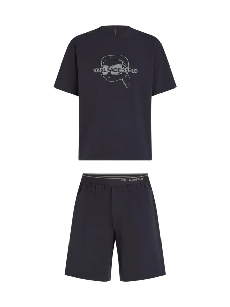 Karl Lagerfeld Pijama scurtă IKON albastru închis gri