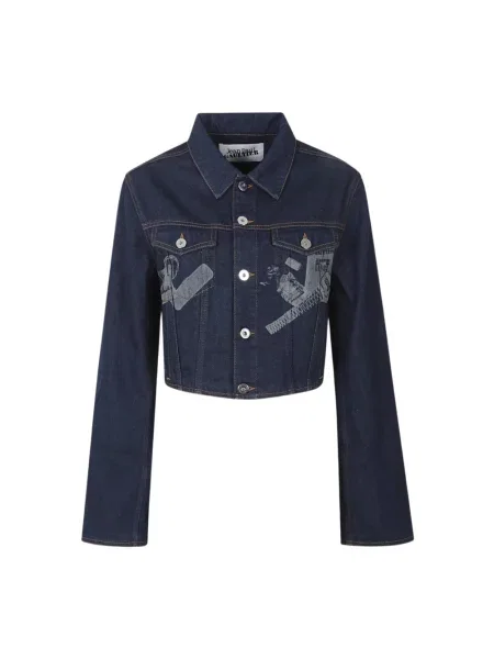 Kurtka jeansowa Jean Paul Gaultier z nadrukiem niebieska