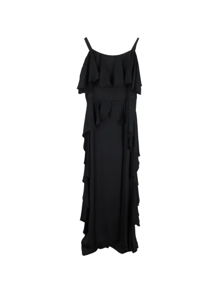 Rochie maxi Temperley London cu volane de costum negru