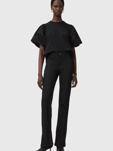 Дънки AllSaints HALDAN с висока талия черно
