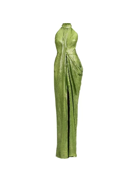 Rochie maxi Gemy Maalouf cu paiete drapată verde