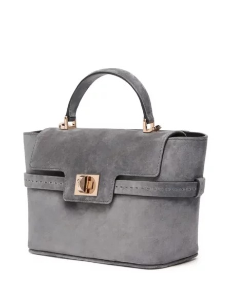 Geantă shopper Max Mara din piele de căprioară gri