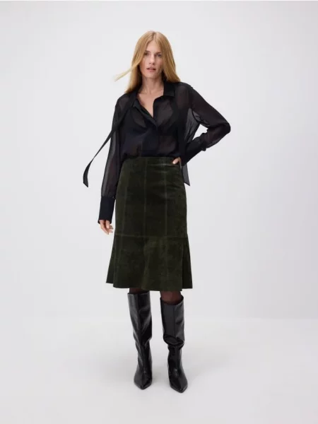 Reserved Шкіряна мініспідниця темно-зелений зелена