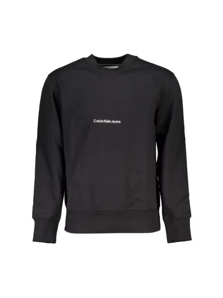 Bluza polarowa Calvin Klein Jeans z okrągłym dekoltem polarowa czarna