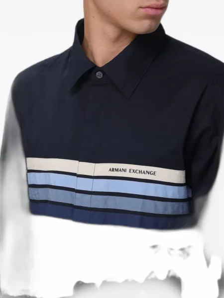 Риза Emporio Armani с принт синьо