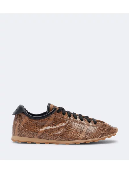 Kožené tenisové tenisové tenisky Jacquemus so vzorom hadej kože béžová