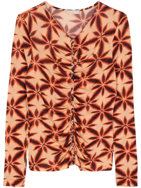 Top Ulla Johnson w kwiatki z nadrukiem z dżerseju brązowy