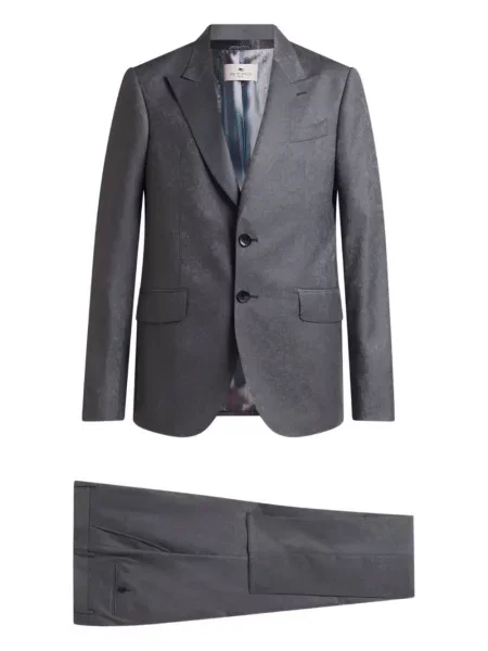 Costum Etro cu model floral de costum gri