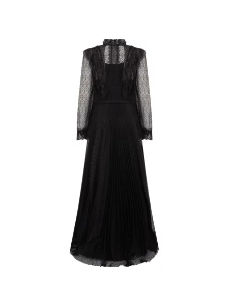 Rochie maxi Alberta Ferretti cu volane evazată negru