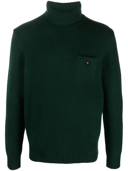Iš natūralios odos raštuotos polo marškinėliai Polo Ralph Lauren su sagtimis mėlyna