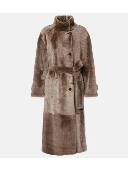 Haină din piele de oaie Brunello Cucinelli plic din piele de oaie gri