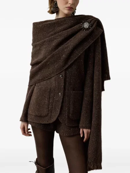 Fular Ralph Lauren Collection cu franjuri maro