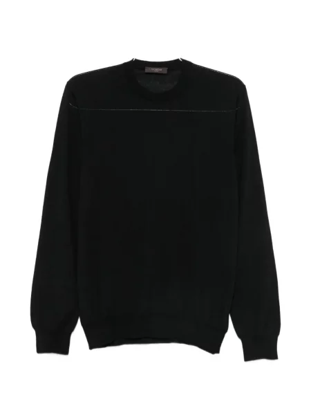 Lung pulover Zanone cu decolteu rotund negru