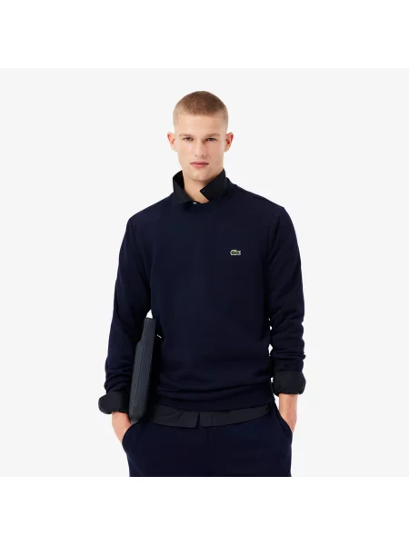 Lacoste Bluza Z Organicznej Bawełny Szczotkowanej granatowa