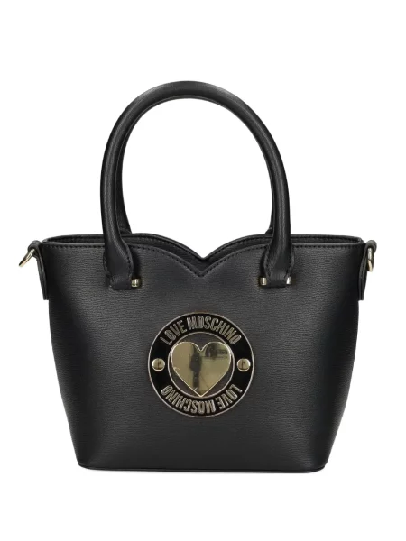 Geantă Love Moschino cu motiv cu inimi negru