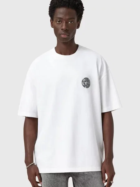 AllSaints tricou din WAVED uni alb