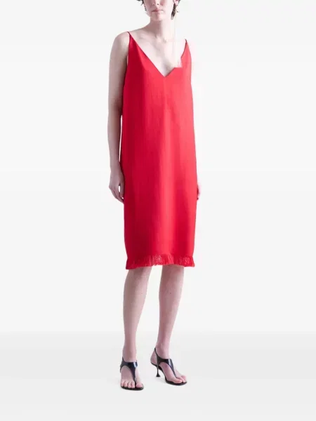 Rochie midi Fforme cu franjuri roșu