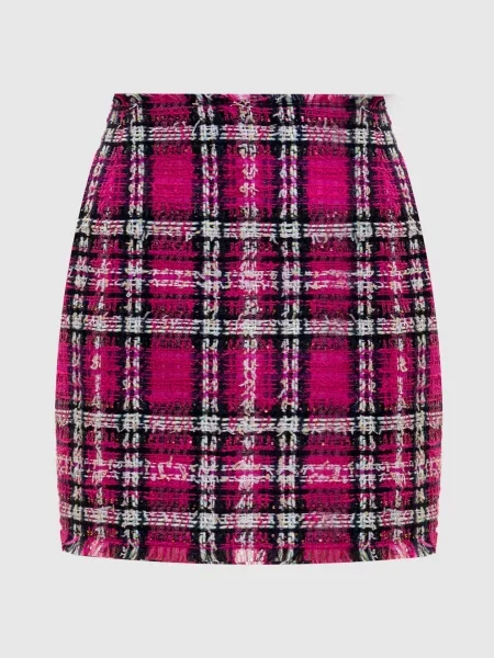 Твидовая юбка мини Balmain розовая