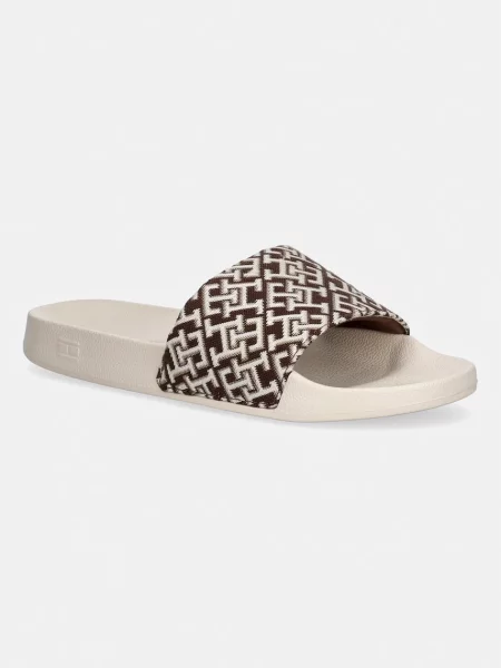 Tommy Hilfiger šľapky dámske TH MONOGRAM POOL SLIDE béžová