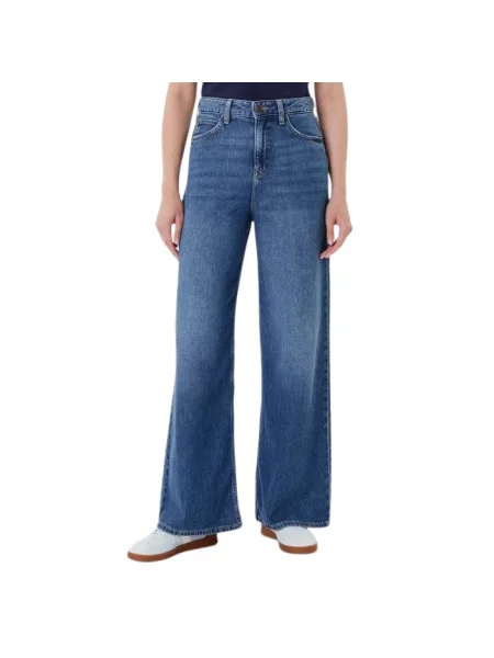 Szerokie jeansy Lee niebieskie