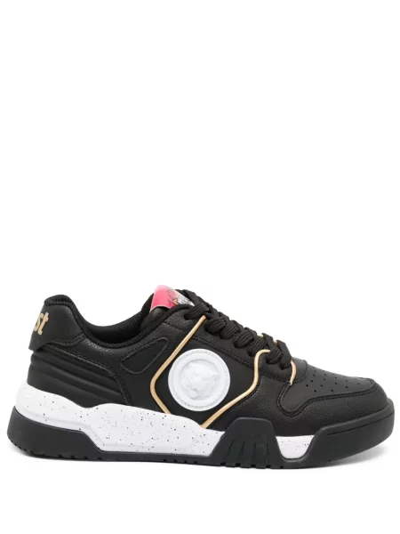 Sneakerși Just Cavalli din piele cu dungi de tigru negru